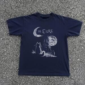 The Cure Tee - Navy And White Cotton Bandtee